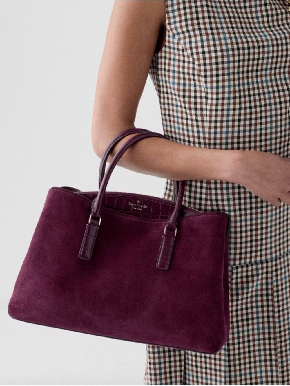 Kate Spade New York Thompson Street Suede And Croc Embossed Satchel Bag KP185 - Picture 15 of 17